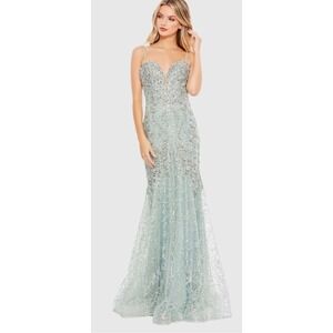 Mac Duggal Mint Green Beaded Lace Mermaid Gown Prom Formal Dress 6